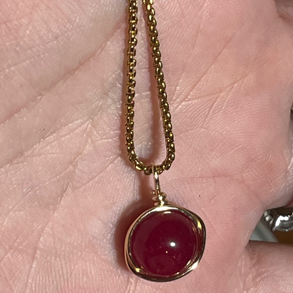 Natural Ruby Pendant Wire Wrapped Gold Necklace O… - image 7